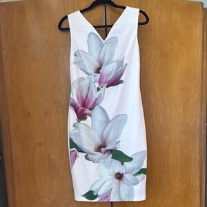 TED BAKER LONDON FLORAL DRESS with Rose Gold Zipper Size 3